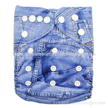 Wholesale Cloth Diaper with Fashionable Jean Design